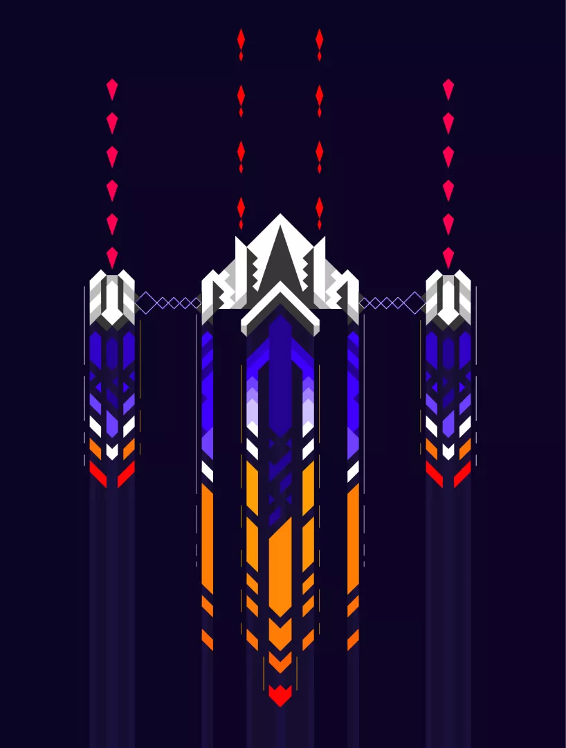 Arcade - spaceship vector illustration you'd find in a game.