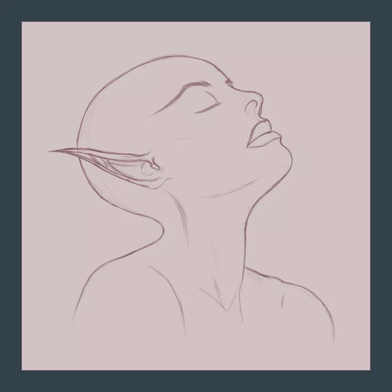 Digital sketch of a tribal elf bust.