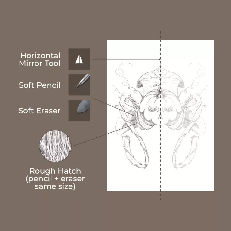 Sketching breakdown of illustration.