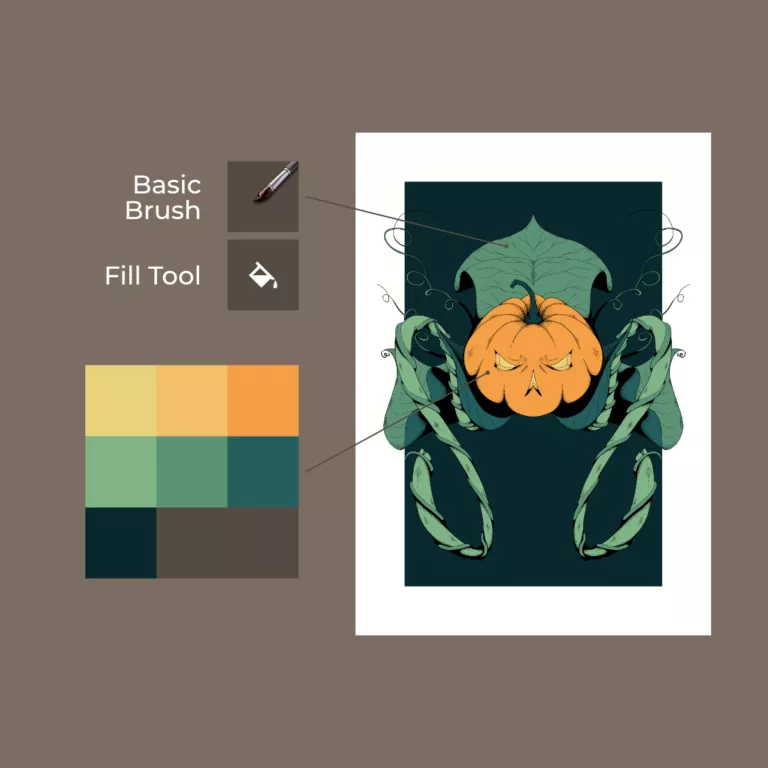 Color breakdown of illustration.