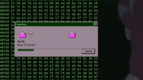 Animated big file being copied.